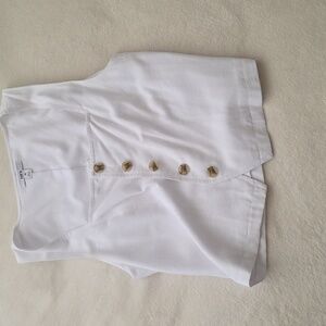 Bar III White Sleeveless Blouse with Button Accents